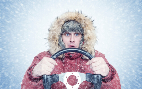 person cold in car